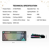 Fantech MK913 ATOM PRO83 RGB Bluetooth, Wireless Gaming keyboard Saturn