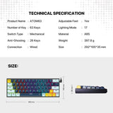 Fantech MK874 V2 Atom 63 Hot swappable Mechanical Keyboard Sky Blue