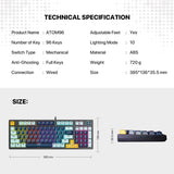 Fantech MK890V2 ATOM 96 RGB Mechanical Gaming Keyboard MIZU EDITION Sky Blue