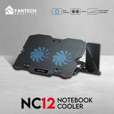 Fantech NoteBook Cooler NC12 Two Fan Suitable For 9-15.6 Inch Laptop