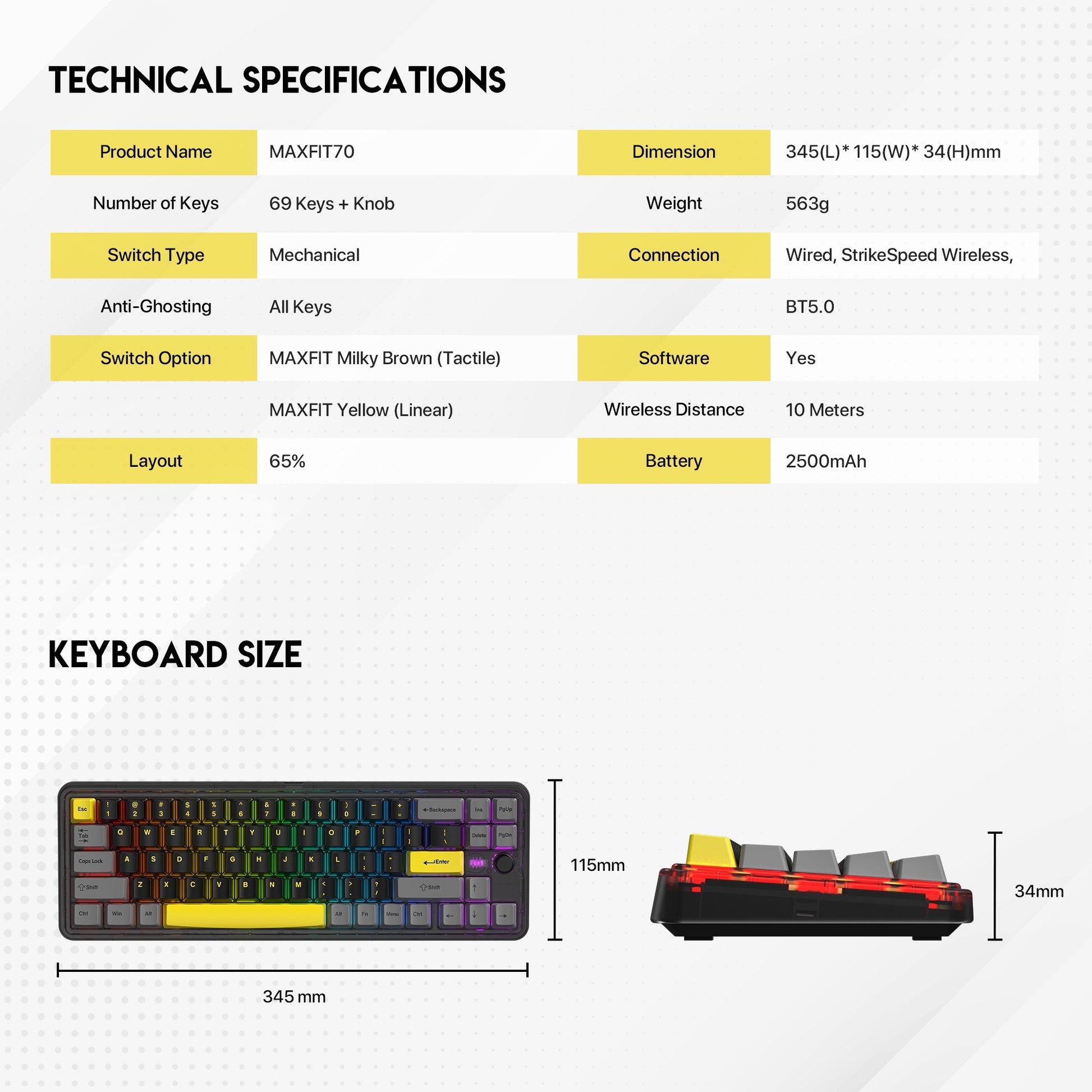Fantech Maxfit70 MK911 Vibe Edition EPIC GREYSCALE Mechanical Gaming Keyboard - Fantech Jordan | Gaming Accessories Store 