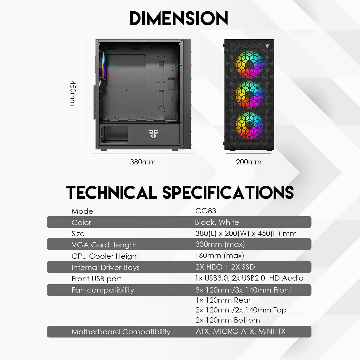 Fantech Aero 2 CG83 Middle Tower Case - Fantech Jordan | Gaming Accessories Store 