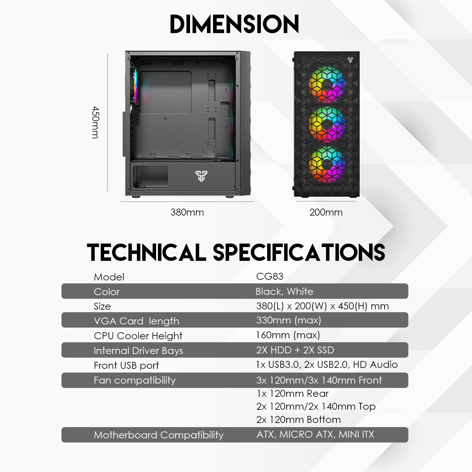 Fantech Aero 2 CG83 Middle Tower Case - Fantech Jordan | Gaming Accessories Store 