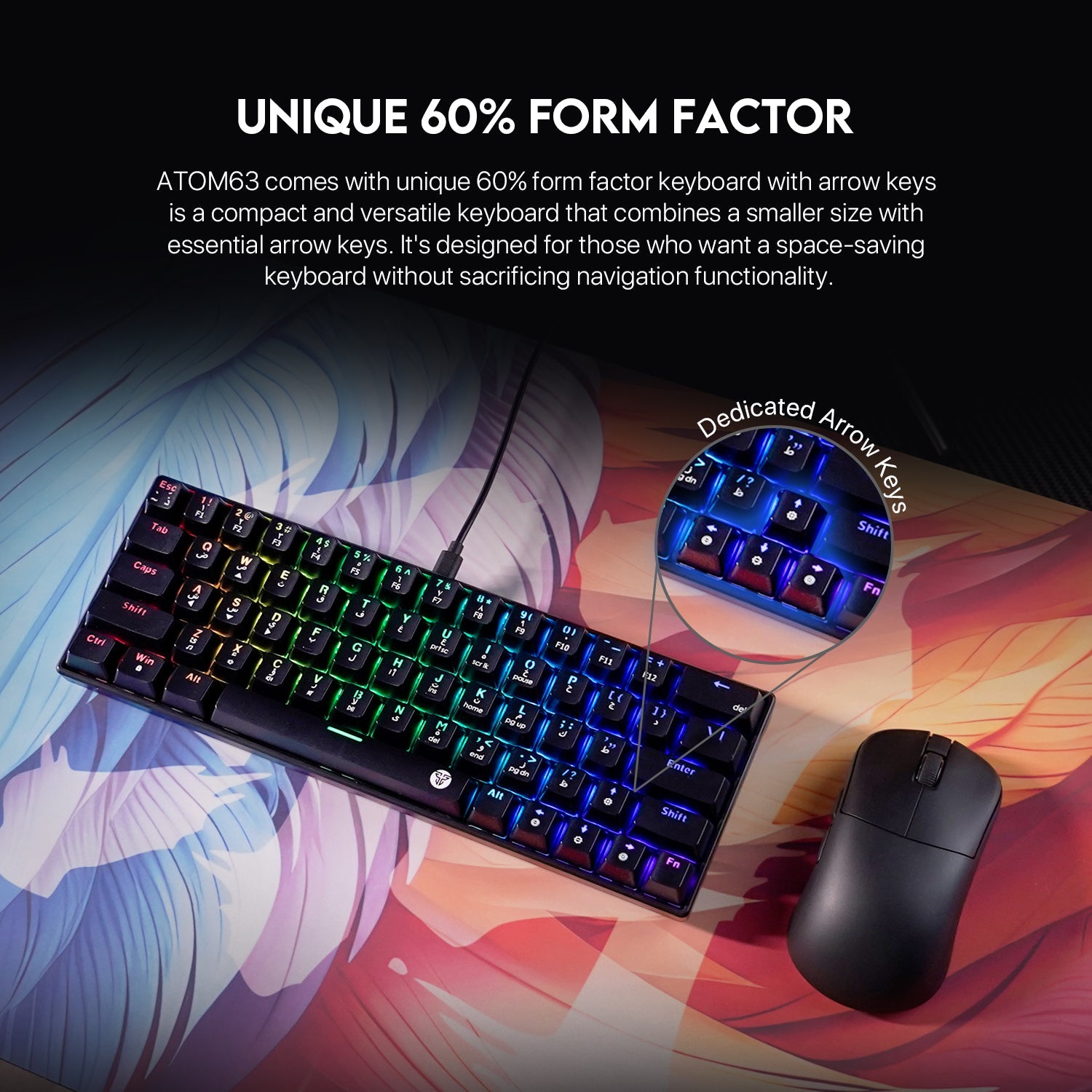Fantech Atom63 MK859 Mechanical Gaming Keyboard Arabic/English - Fantech Jordan | Gaming Accessories Store 