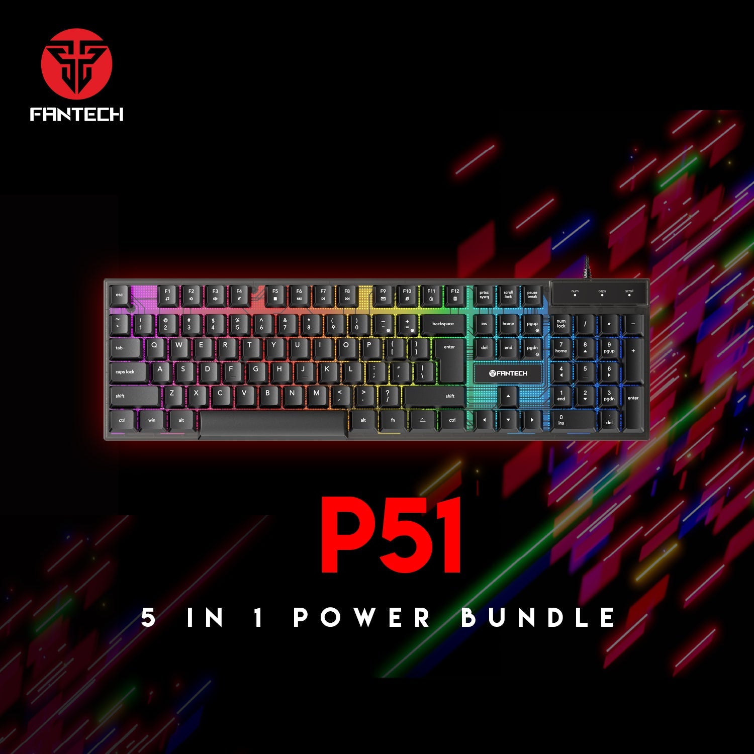 FANTECH P51 Power Bundle Gaming Keyboard and Mouse Combo - Fantech Jordan | Gaming Accessories Store