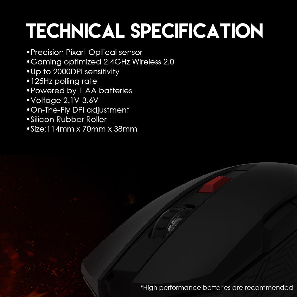 RAIGOR II WG10 WIRELESS 2.4GHZ PRO-GAMING MOUSE - Fantech Jordan | Gaming Accessories Store 