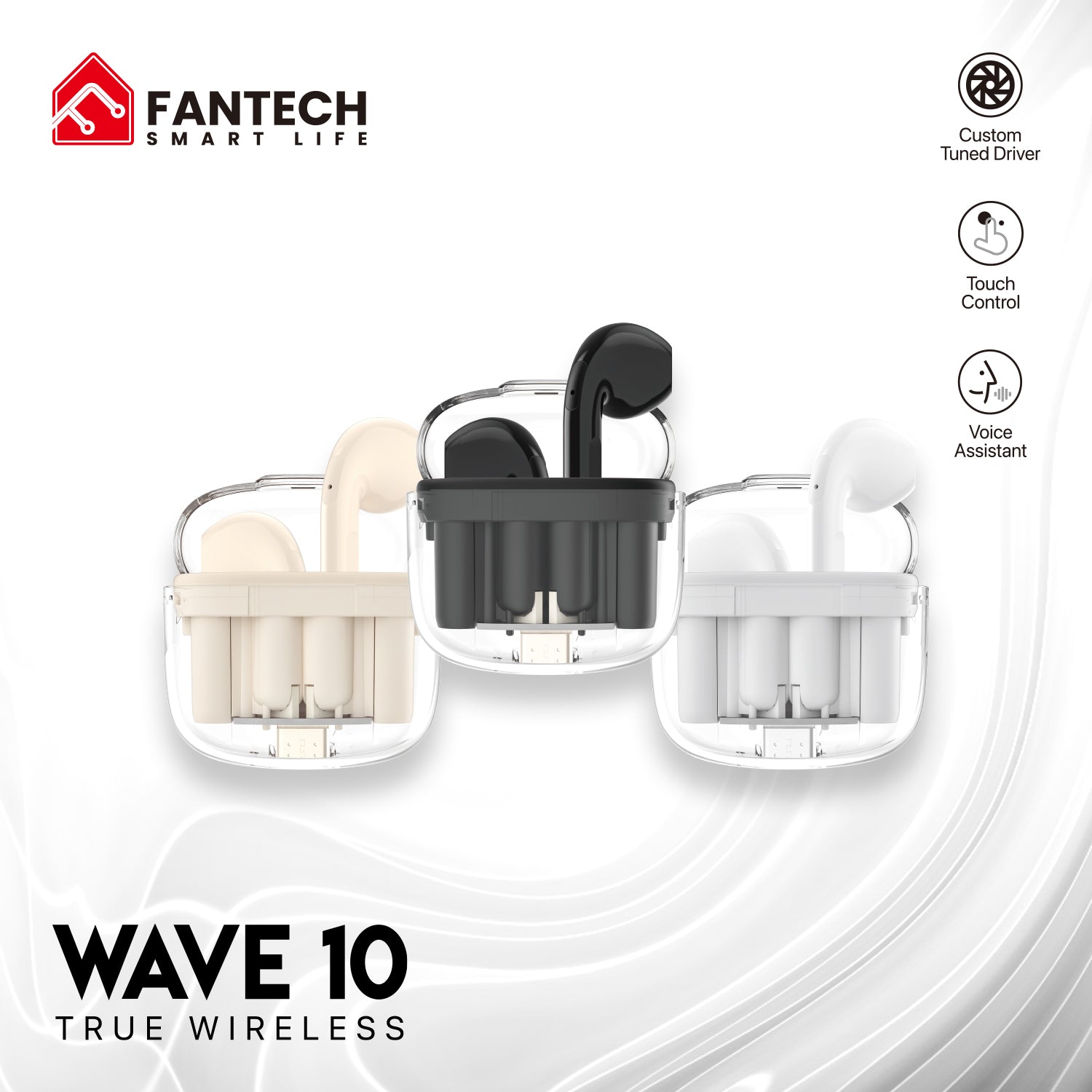 Fantech TWS Bluetooth Wireless Wave 10 TW10 Built-in Microphone - Fantech Jordan | Gaming Accessories Store 