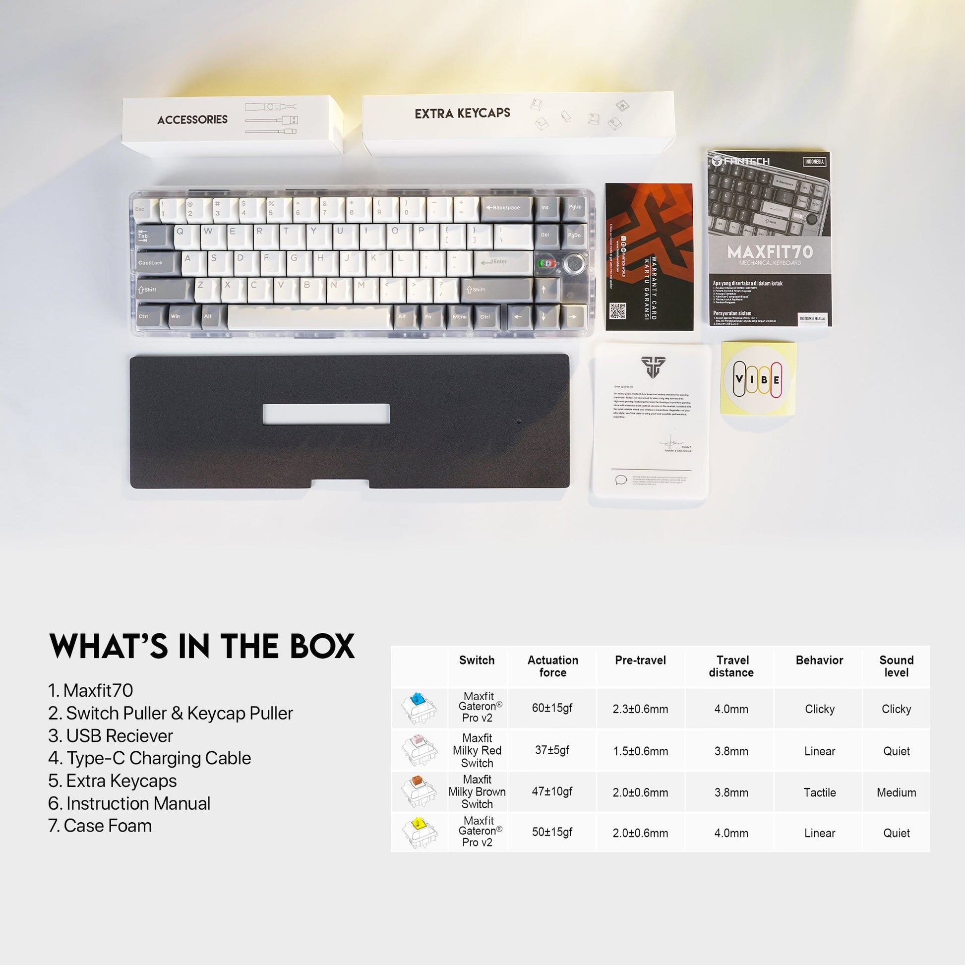 Fantech Maxfit70 MK911 Vibe Edition EPIC GREYSCALE Mechanical Gaming Keyboard - Fantech Jordan | Gaming Accessories Store 