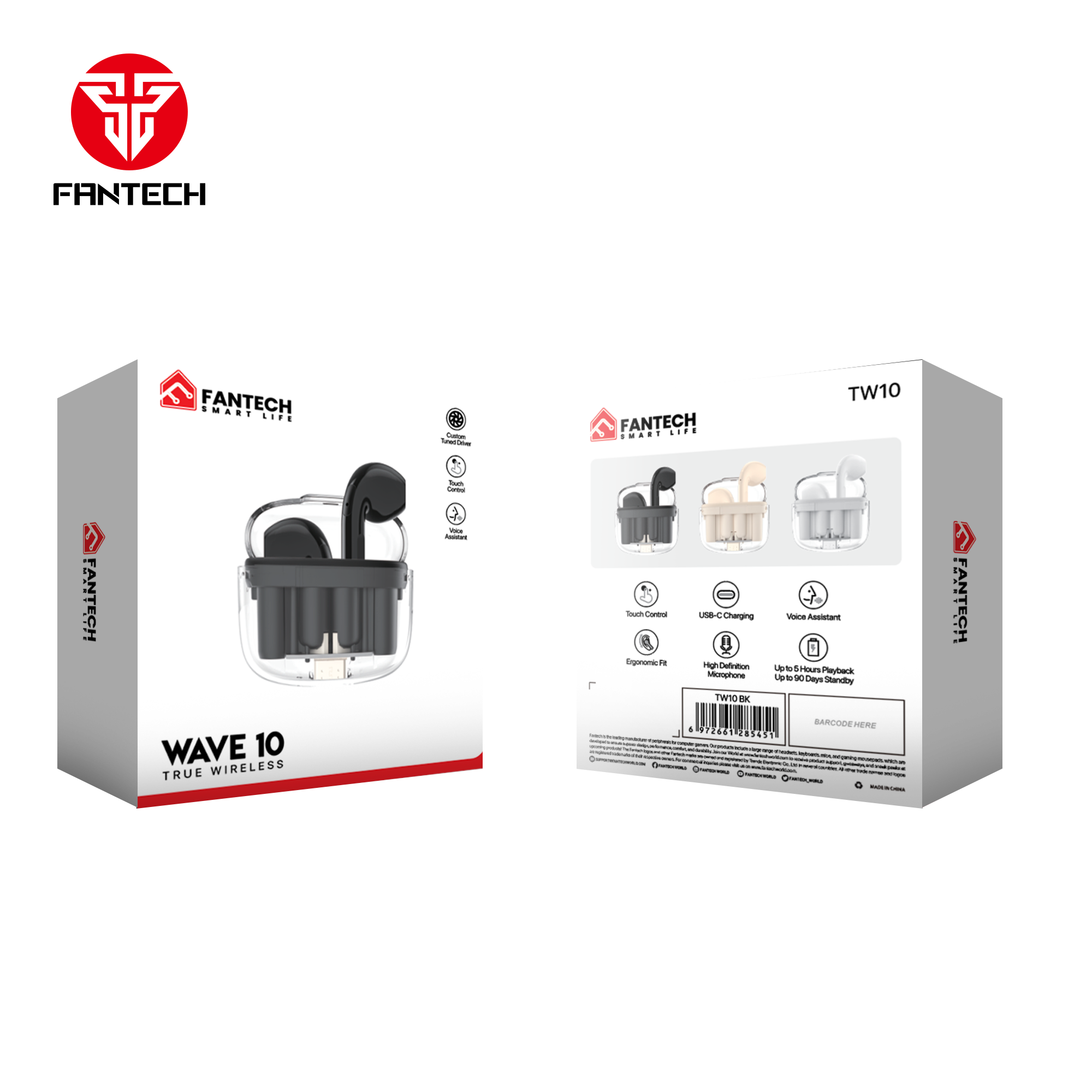 Tw10 Fantech TWS Bluetooth Wireless Wave 10 TW10 Built-in Microphone ...