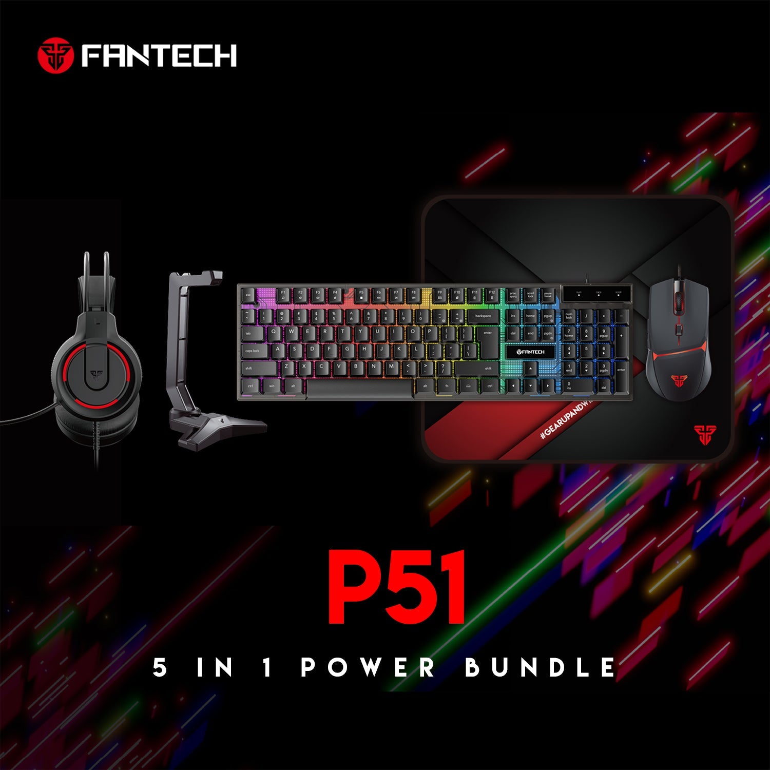 FANTECH P51 Power Bundle Gaming Keyboard and Mouse Combo - Fantech Jordan | Gaming Accessories Store
