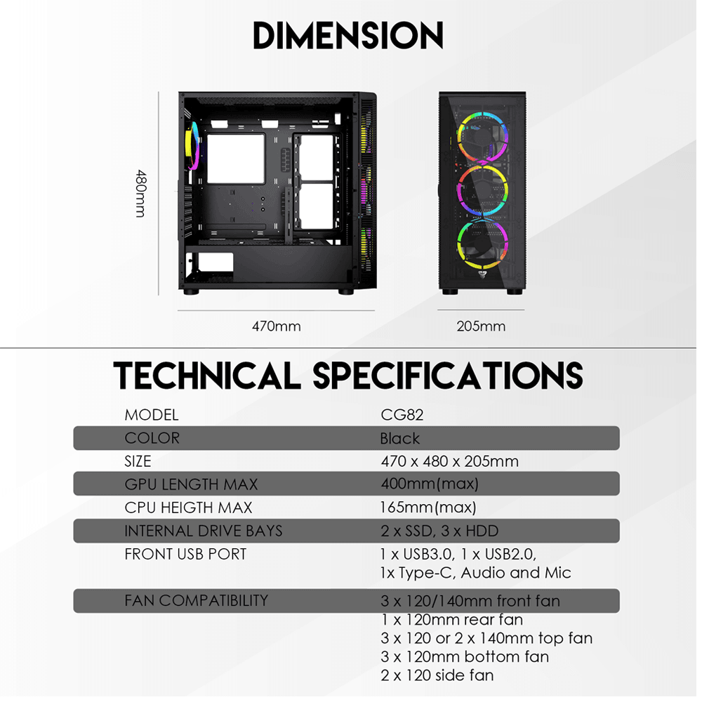 Fantech AERO XL CG81 Full Tower Case with 4 Free RGB Fan - Fantech Jordan | Gaming Accessories Store