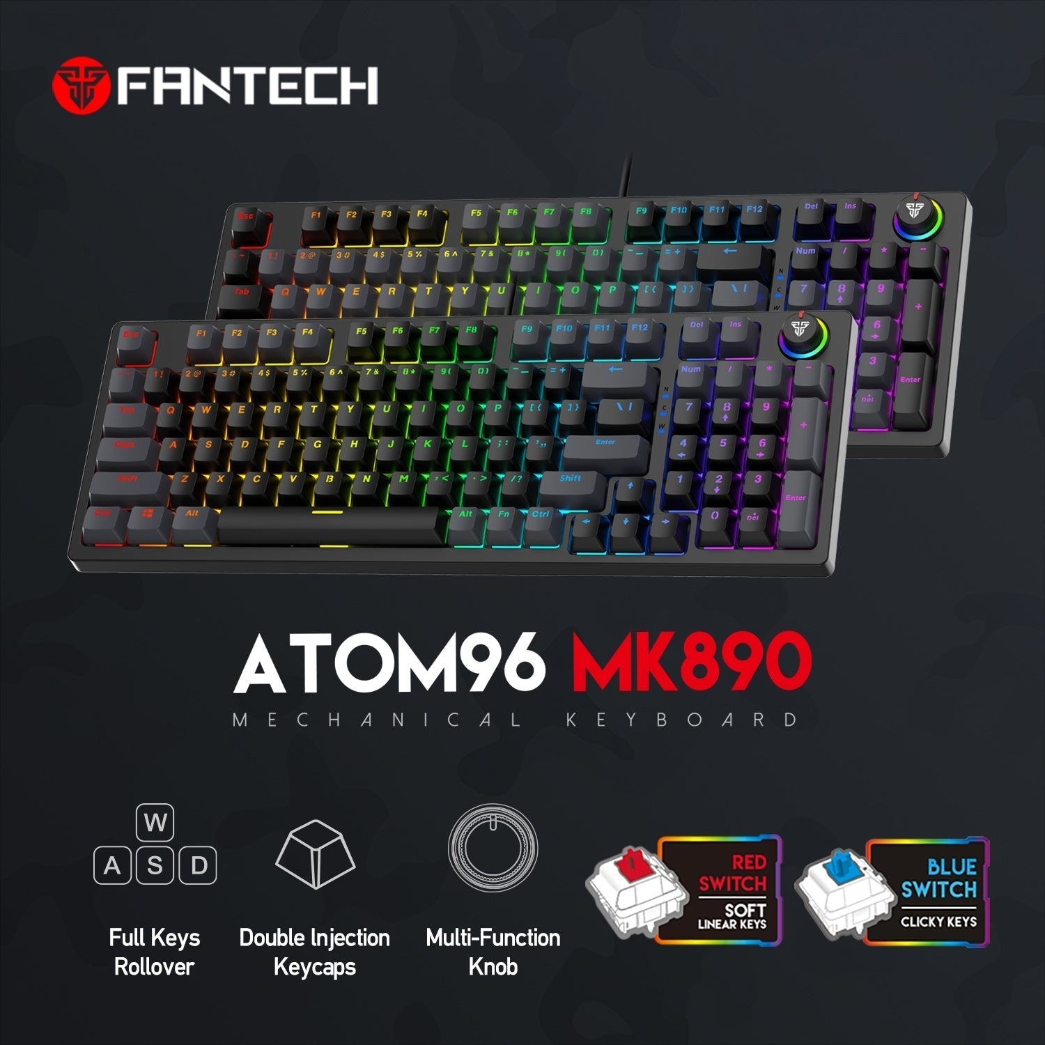 Fantech Atom96 MK890 Mechanical Gaming Keyboard - Fantech Jordan | Gaming Accessories Store 
