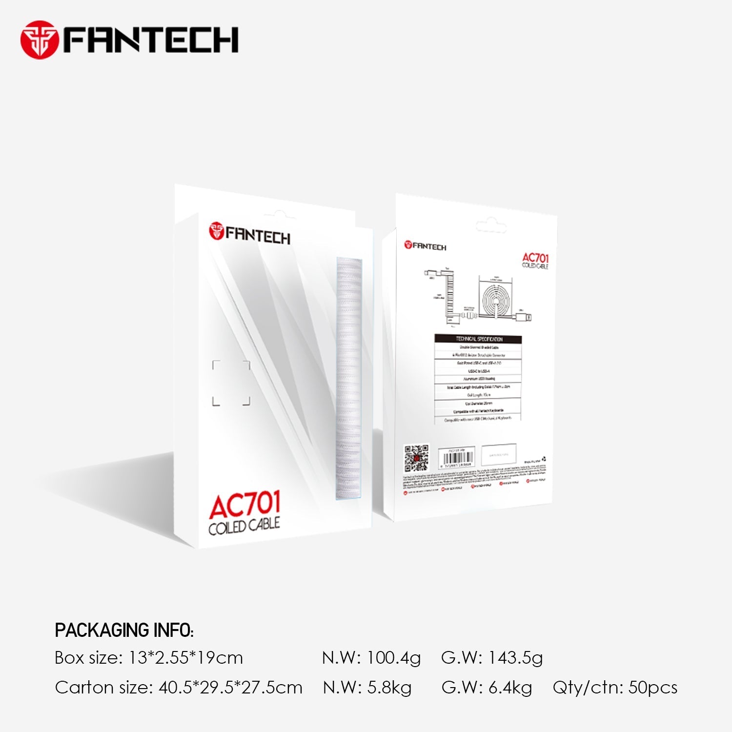 Fantech COILED CABLE AC701 - Fantech Jordan | Gaming Accessories Store 