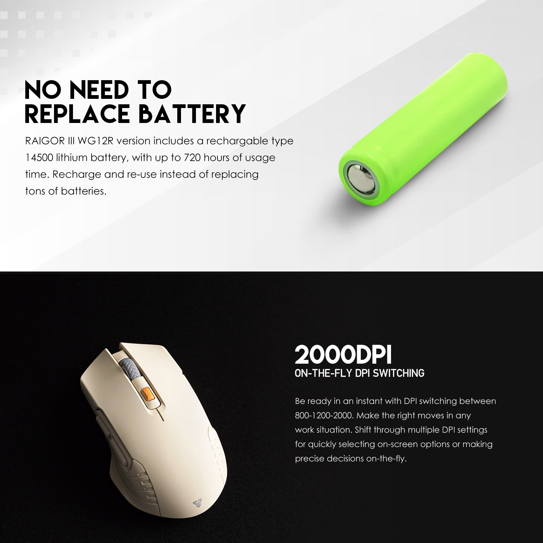 Fantech RAIGOR Gen III WG12R Rechargeable Mouse Wireless Gaming - Fantech Jordan | Gaming Accessories Store