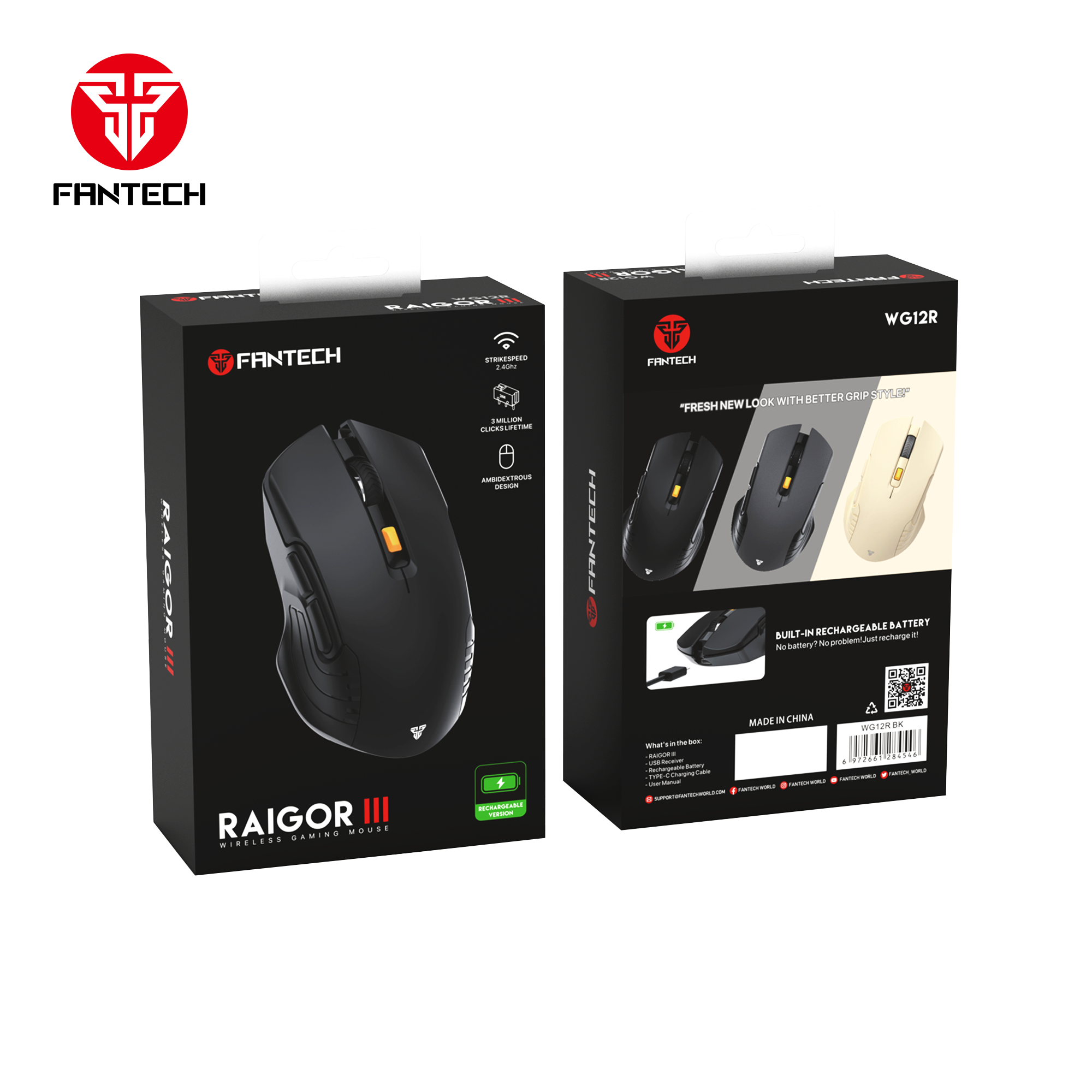 Fantech RAIGOR Gen III WG12R Rechargeable Mouse Wireless Gaming - Fantech Jordan | Gaming Accessories Store