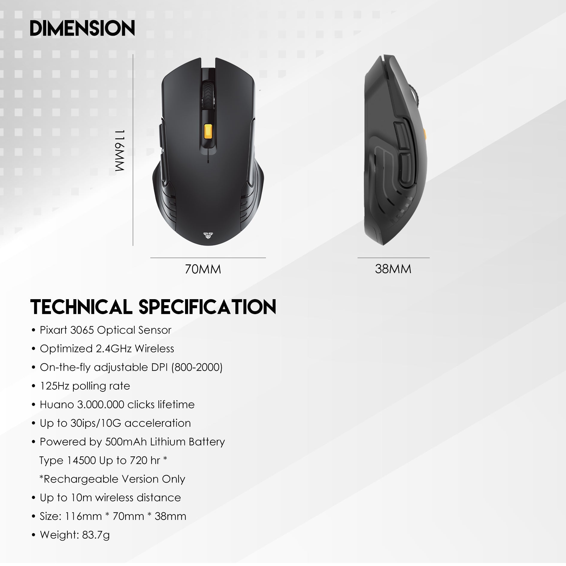 Fantech RAIGOR Gen III WG12R Rechargeable Mouse Wireless Gaming - Fantech Jordan | Gaming Accessories Store