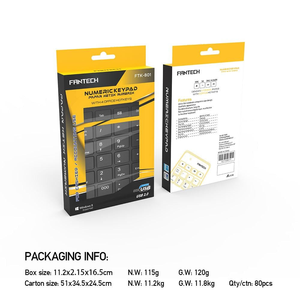 GENUINE FANTECH FTK-801 USB NUMERIC KEYPAD - Fantech Jordan | Gaming Accessories Store 