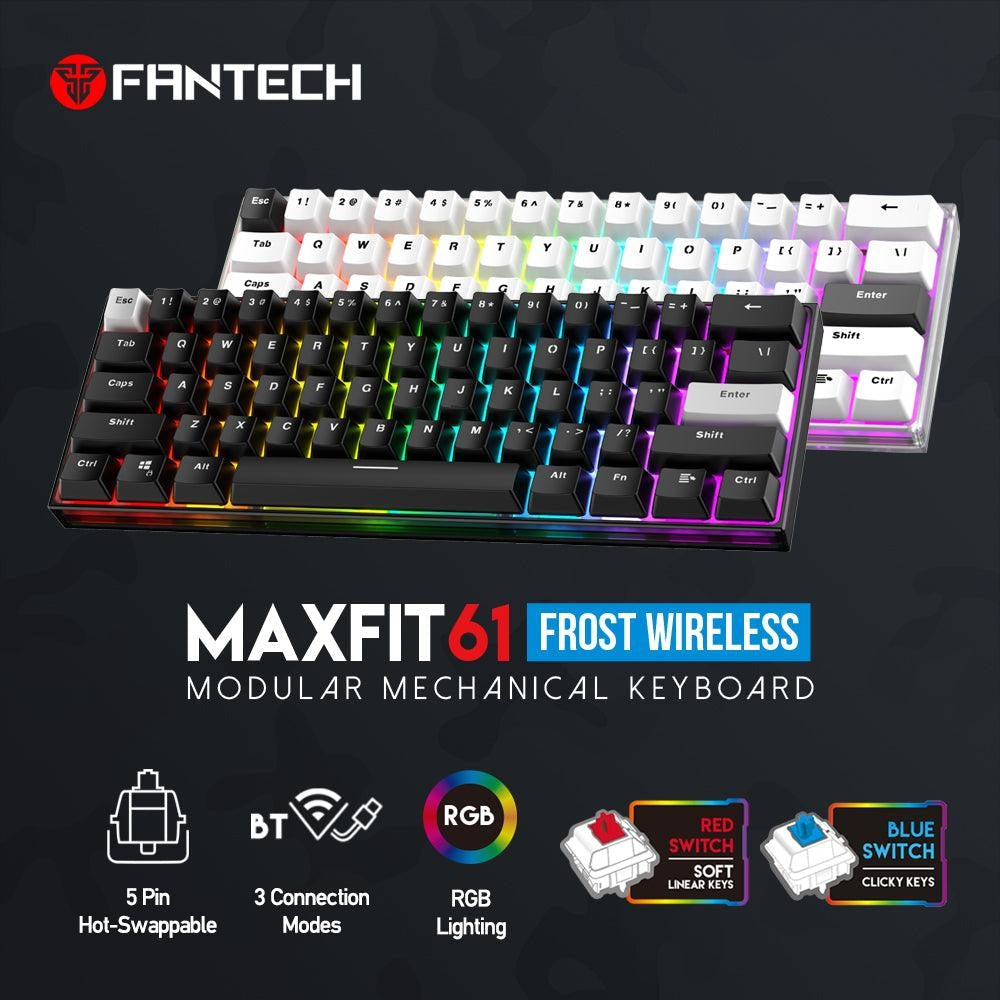MAXFIT61 FROST WIRELESS MODULAR MECHANICAL KEYBOARD - Fantech Jordan | Gaming Accessories Store 
