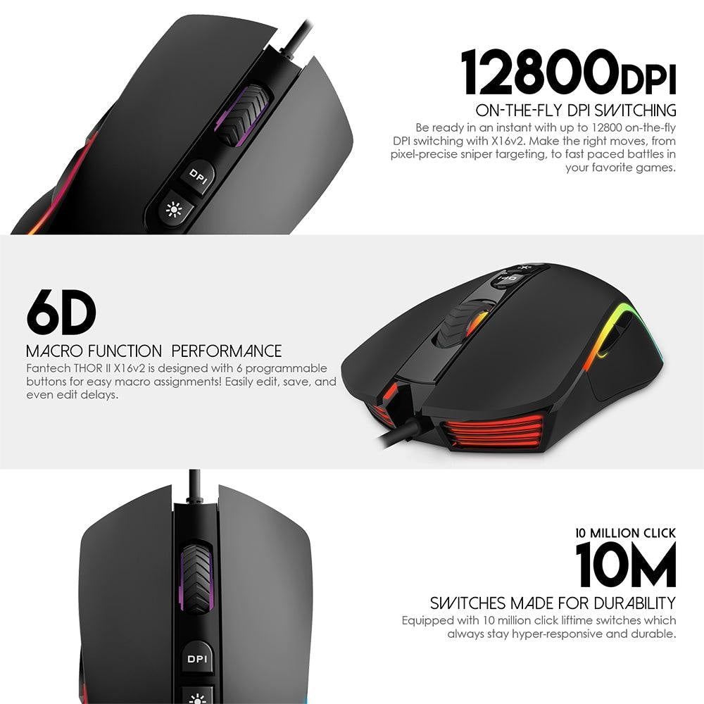 THOR II X16 V2 MACRO RGB GAMING MOUSE - Fantech Jordan | Gaming Accessories Store 